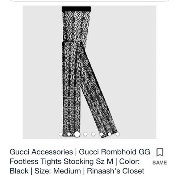 Gucci Rhomboid Lace Effect Footless Tights - Picture 2 of 10